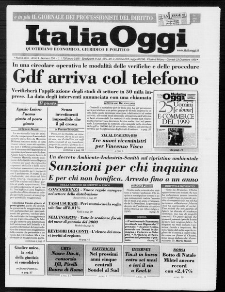 Italia oggi : quotidiano di economia finanza e politica